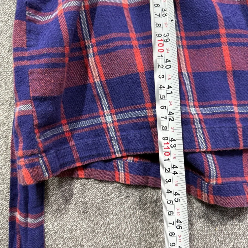 Polo Ralph Lauren Mens Plaid Flannel Robe‎ Navy Blue Red Cotton S/M Sleepwear
